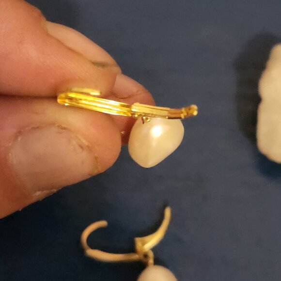 NEW 14k gold plated 925 sterling silver faux pearl drop earrings KHOLS - Picture 3 of 7